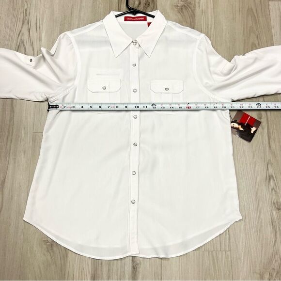 Vintage 2000’s Gloria Vanderbilt White Casual Button Down Shirt Sz L - Picture 5 of 11